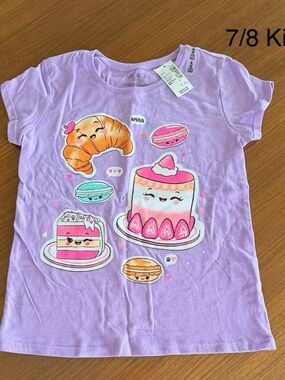 7-8 Kids Lavender Dessert Graphic Tee with Pink & Teal Accents